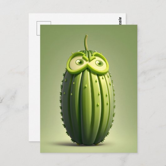 Grappig komkommer karakter briefkaart (Voorkant / Achterkant)