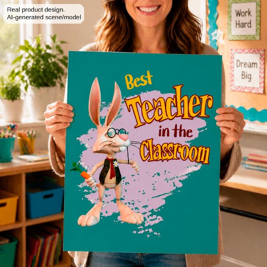 Grappig Konijn Beste Leraar in de Klas Perfect Poster