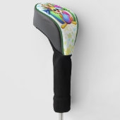 Grappig konijn bijt in een paasei golfheadcover (Schuin)