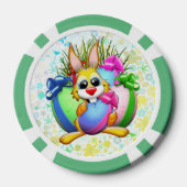 Grappig konijn bijt in een paasei poker chips (Achterkant)