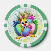 Grappig konijn bijt in een paasei poker chips (Voorkant)