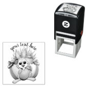 Grappig konijn bijt in een paasei  zelfinktende stempel (In situ)