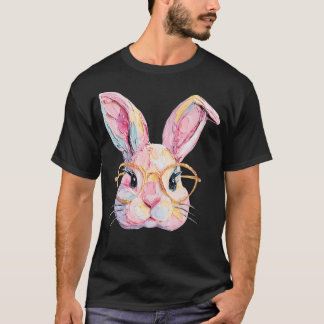 Grappig Konijn Bril Eieren Konijn Gelukkig Pasen T-shirt