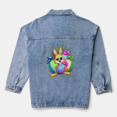 Grappig konijn dat een paasei bijt denim jacket (Achterkant)