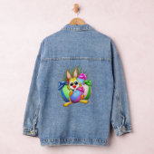 Grappig konijn dat een paasei bijt denim jacket (Hangar)