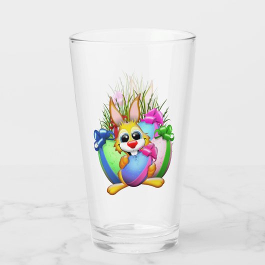 Grappig konijn dat een paasei bijt glas (Achterkant)