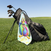 Grappig konijn dat een paasei bijt golfhanddoek (Groen)