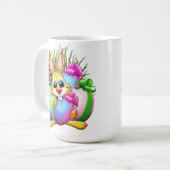Grappig konijn dat een paasei bijt koffiemok (Voorkant links)