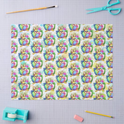 Grappig konijn dat een paasei bijt tissuepapier (Craft)