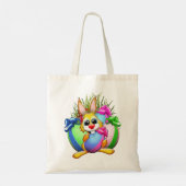Grappig konijn dat een paasei bijt tote bag (Achterkant)