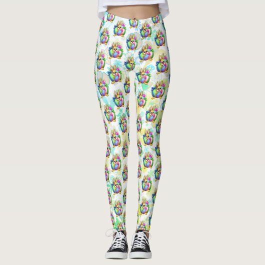 Grappig konijn dat in een paasei bijt leggings (Voorkant)
