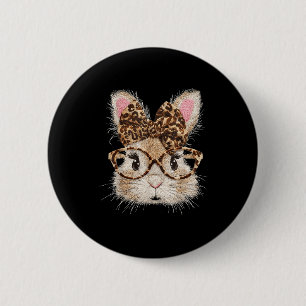 Grappig Konijn Gezicht Gles Bandana Luipaard Konij Ronde Button 5,7 Cm