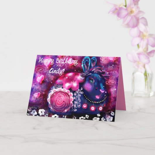 Grappig Konijn 'Glamour Bunny' Verjaardag Kaart (Orchidee)