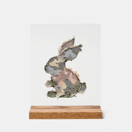 Grappig Konijn Haakwerk Patchwork Camo Konijn Gelu Acryl Bord (Voorkant)