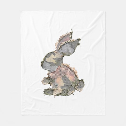Grappig Konijn Haakwerk Patchwork Camo Konijn Gelu Fleece Deken (Voorkant)