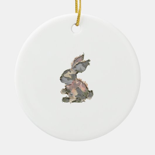 Grappig Konijn Haakwerk Patchwork Camo Konijn Gelu Keramisch Ornament (Voorkant)