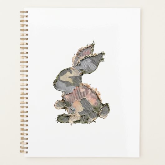Grappig Konijn Haakwerk Patchwork Camo Konijn Gelu Planner (Voorkant)