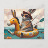 Grappig konijn in een ezel drijver briefkaart (Voorkant)