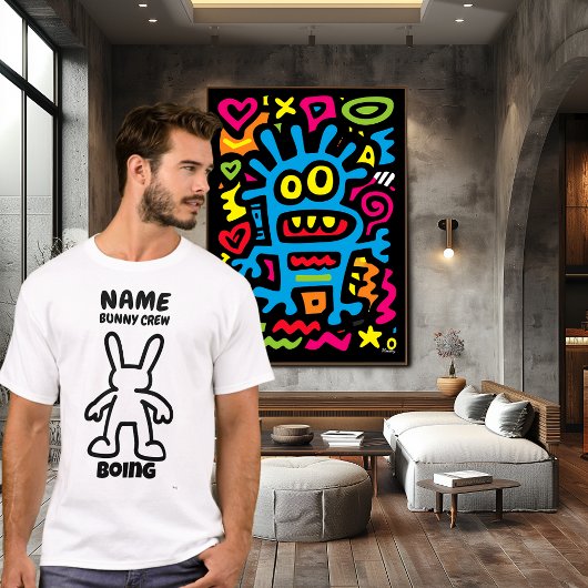 Grappig Konijn Karakter T-Shirt – Boing Aangepaste