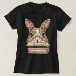 Grappig Konijn met Bril Leest Boek  T-shirt