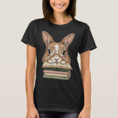 Grappig Konijn met Bril Leest Boek  T-shirt (Voorkant)