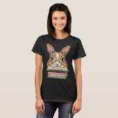 Grappig Konijn met Bril Leest Boek  T-shirt (Voorkant volledig)
