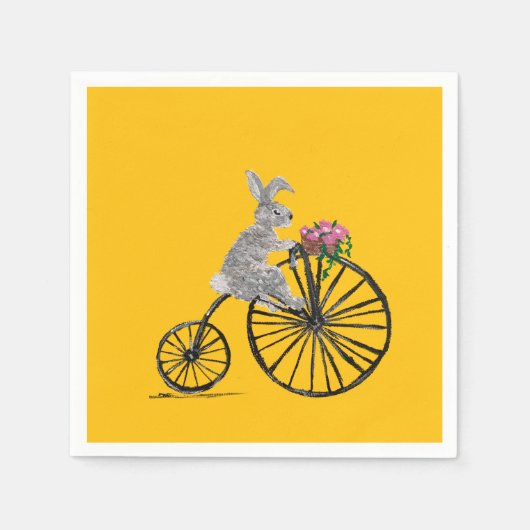 Grappig konijn op een fiets servet (Voorkant)