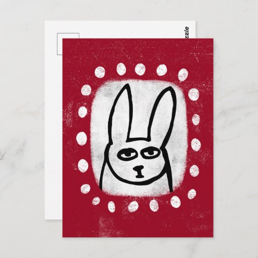 Grappig konijn op rood Briefkaart (Voorkant / Achterkant)