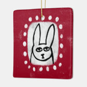 Grappig konijn op rood Ornament (Links)