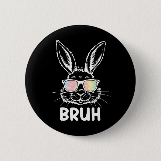 Grappig Konijn Paasface Gles Pasen Ronde Button 5,7 Cm (Voorkant)