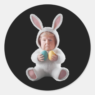 Grappig Konijn Pasen Trump Meme Gelukkige Pasen Da Ronde Sticker