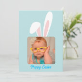 Grappig Konijn Persoonlijke Foto Pasen Vakantiekaa Feestdagenkaart (Staand voorkant)
