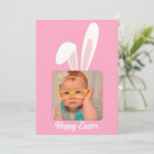 Grappig Konijn Persoonlijke Foto Pasen Vakantiekaa Feestdagenkaart (Staand voorkant)