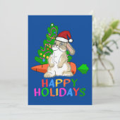 Grappig Konijn Prettig Kerstfeest Feestdagenkaart (Staand voorkant)