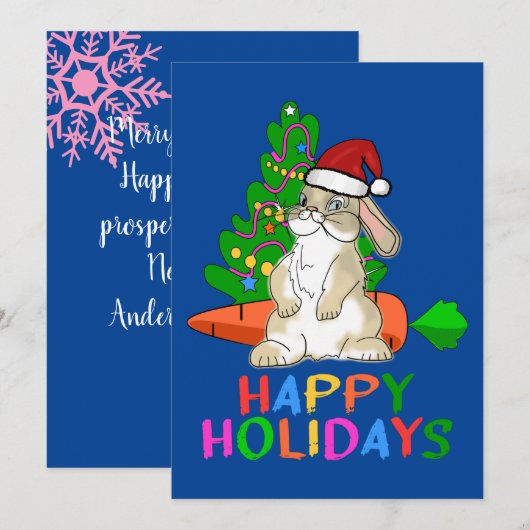 Grappig Konijn Prettige Feestdagen Feestdagenkaart (Voorkant / Achterkant)