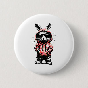 Grappig Konijn Zonnebril Konijnenliefhebbers Pasen Ronde Button 5,7 Cm