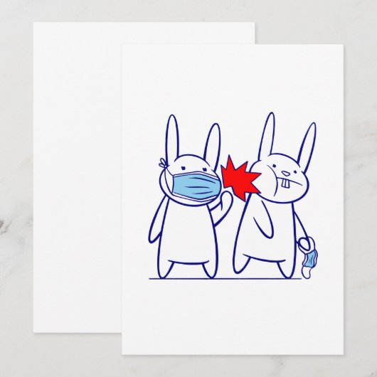 grappig konijnenkonijnenmasker covid coronavirus kaart (Voorkant / Achterkant)