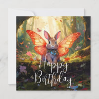 Grappig konijntje betoverd bos Happy Birthday