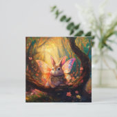 Grappig konijntje in een betoverd bos kaart (Staand voorkant)