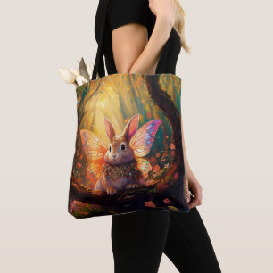 Grappig konijntje in een betoverd bos tote bag