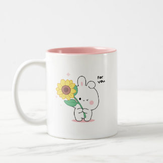 grappig konijntje tweekleurige koffiemok