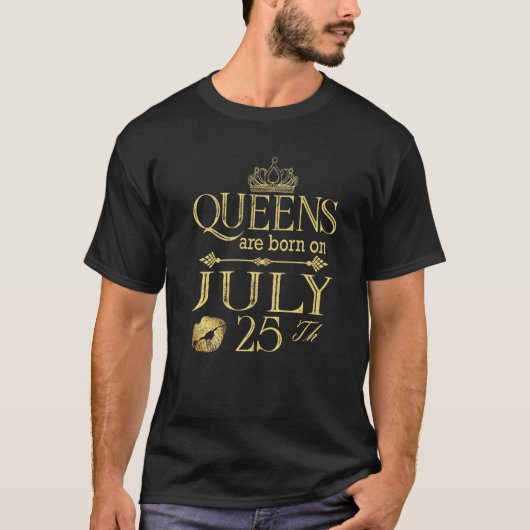 Grappig koninginnen worden geboren op 25 juli jong t-shirt (Voorkant)