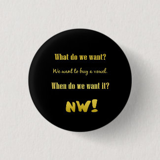 Grappig Koop een klinker — Nu! Ronde Button 3,2 Cm