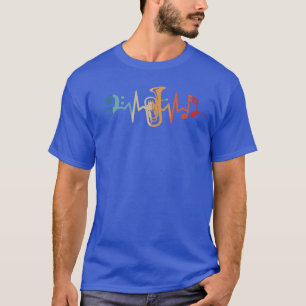 Grappig koper muziek hartslag Euphonium cadeau gra T-shirt