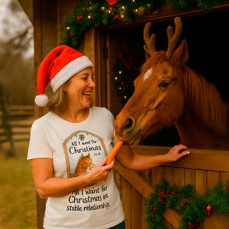 Grappig Koppel Paard Kerst T-Shirt – Aangepaste Na