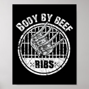 Grappig Korte Rib BBQ Grill Body van Beef Ribs Bar Poster