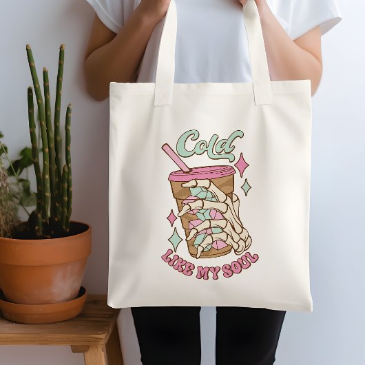 Grappig koud zoals mijn ziel koffie citaat Canvas Tote Bag