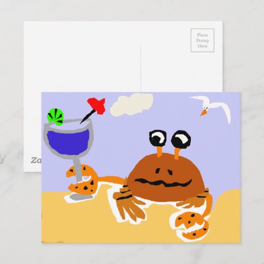 Grappig krab bij de Beach Art Briefkaart (Voorkant / Achterkant)