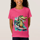 Grappig krokodil surfen T-Shirt (Voorkant)