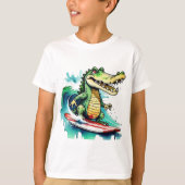 Grappig krokodil surfen T-Shirt (Voorkant)